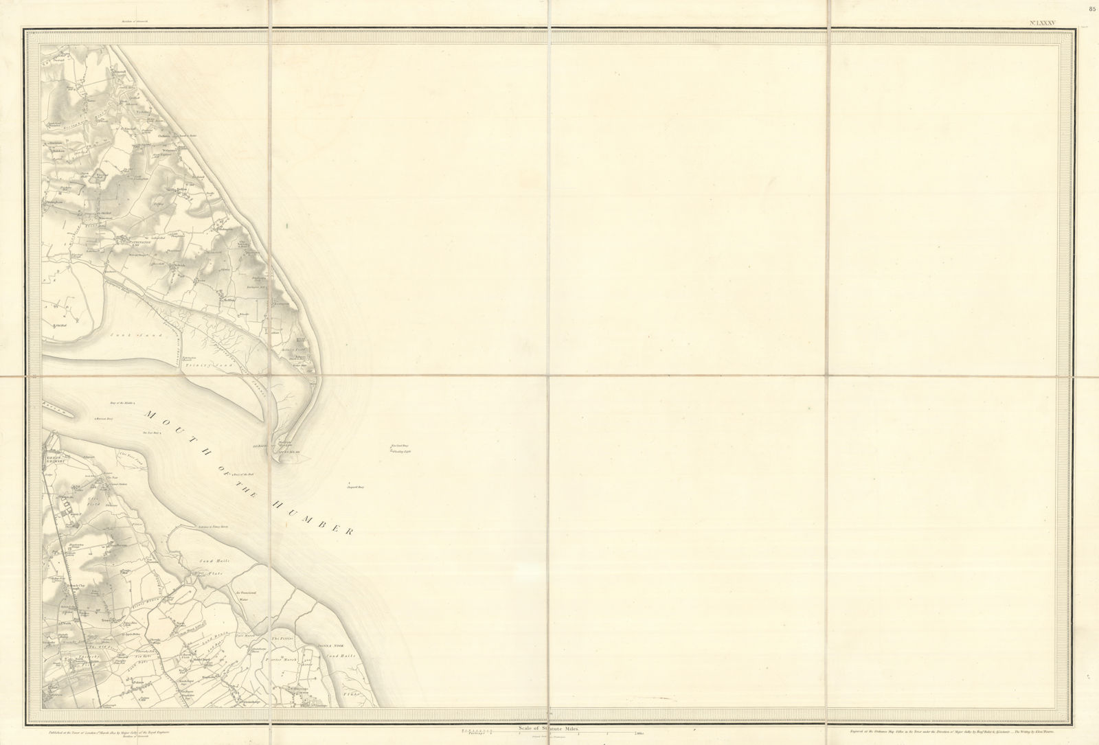 OS #85 Humber Estuary & Holderness. Grimsby Spurn Head Lincolnshire 1824 map