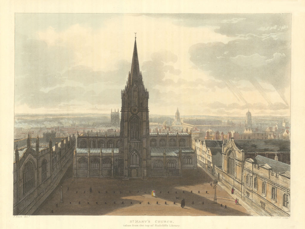 Associate Product St. Mary's Church from Radcliffe Library. Ackermann's Oxford University 1814