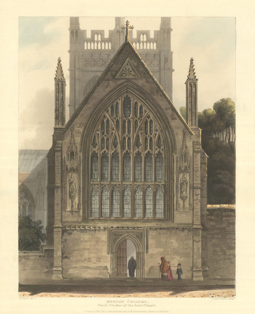 Merton College (Ante-Chapel North Window). Ackermann's Oxford University 1814