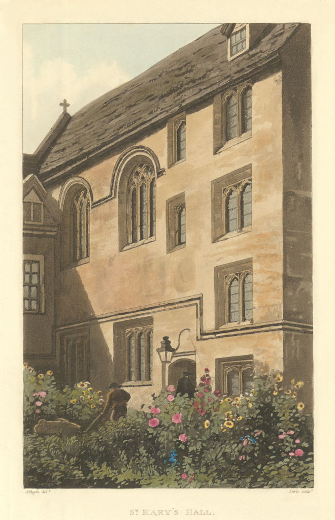 St. Mary's Hall [now Oriel College]. Ackermann's Oxford University 1814 print