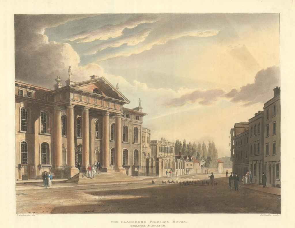 Clarendon Printing House, Theatre & Museum. Ackermann's Oxford University 1814