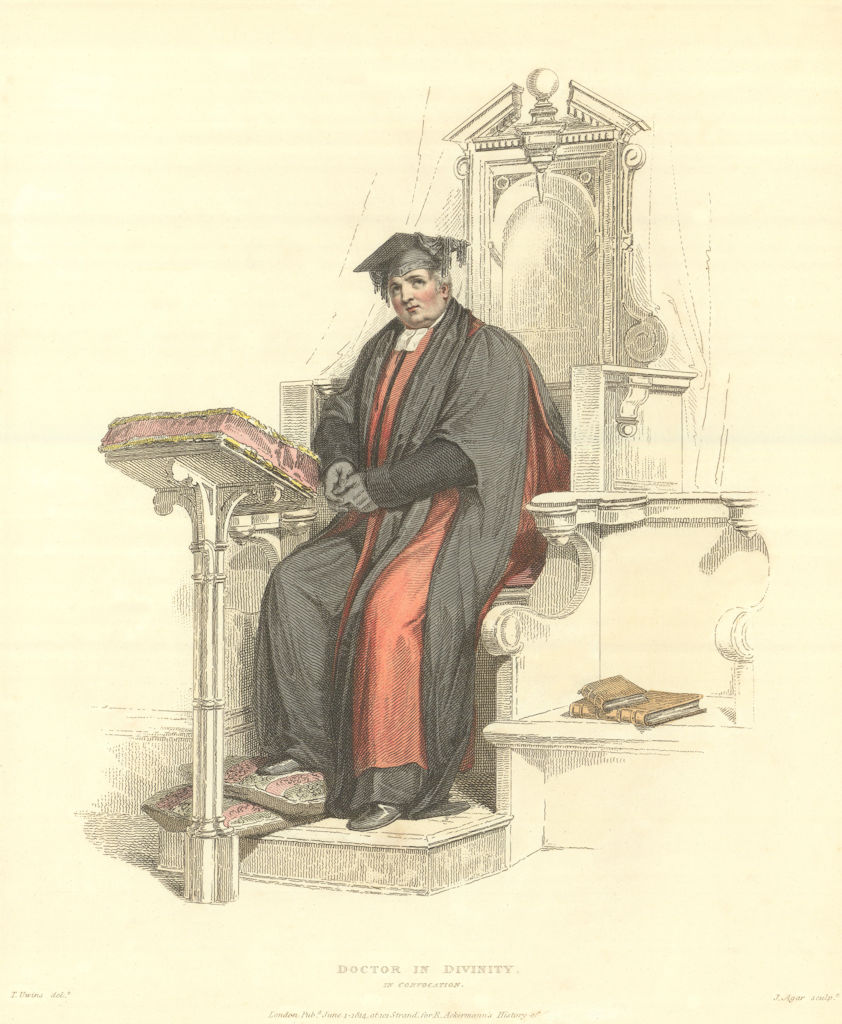 Associate Product Doctor in Divinity in Convocation. Ackermann's Oxford University 1814 print