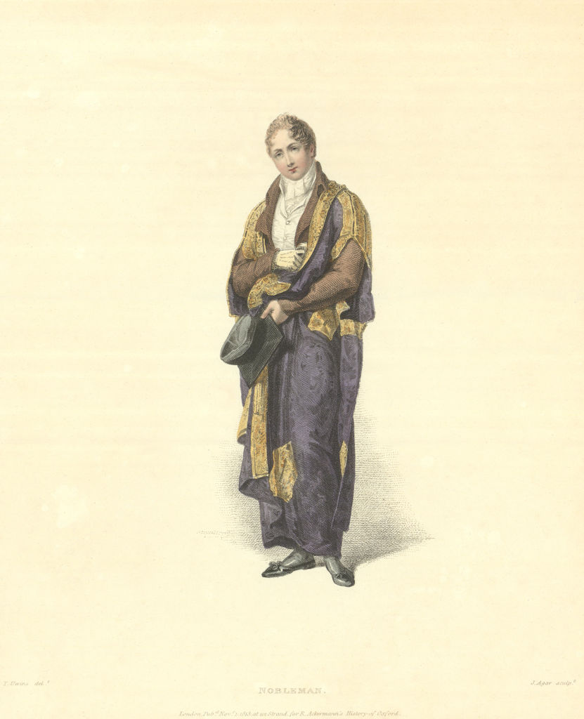 Nobleman. Ackermann's Oxford University 1814 old antique vintage print picture