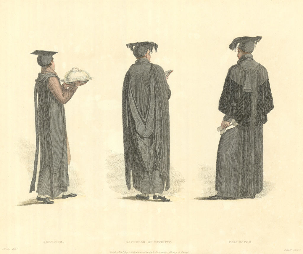Servitor, Bachelor of Divinity and Collector. Ackermann's Oxford University 1814
