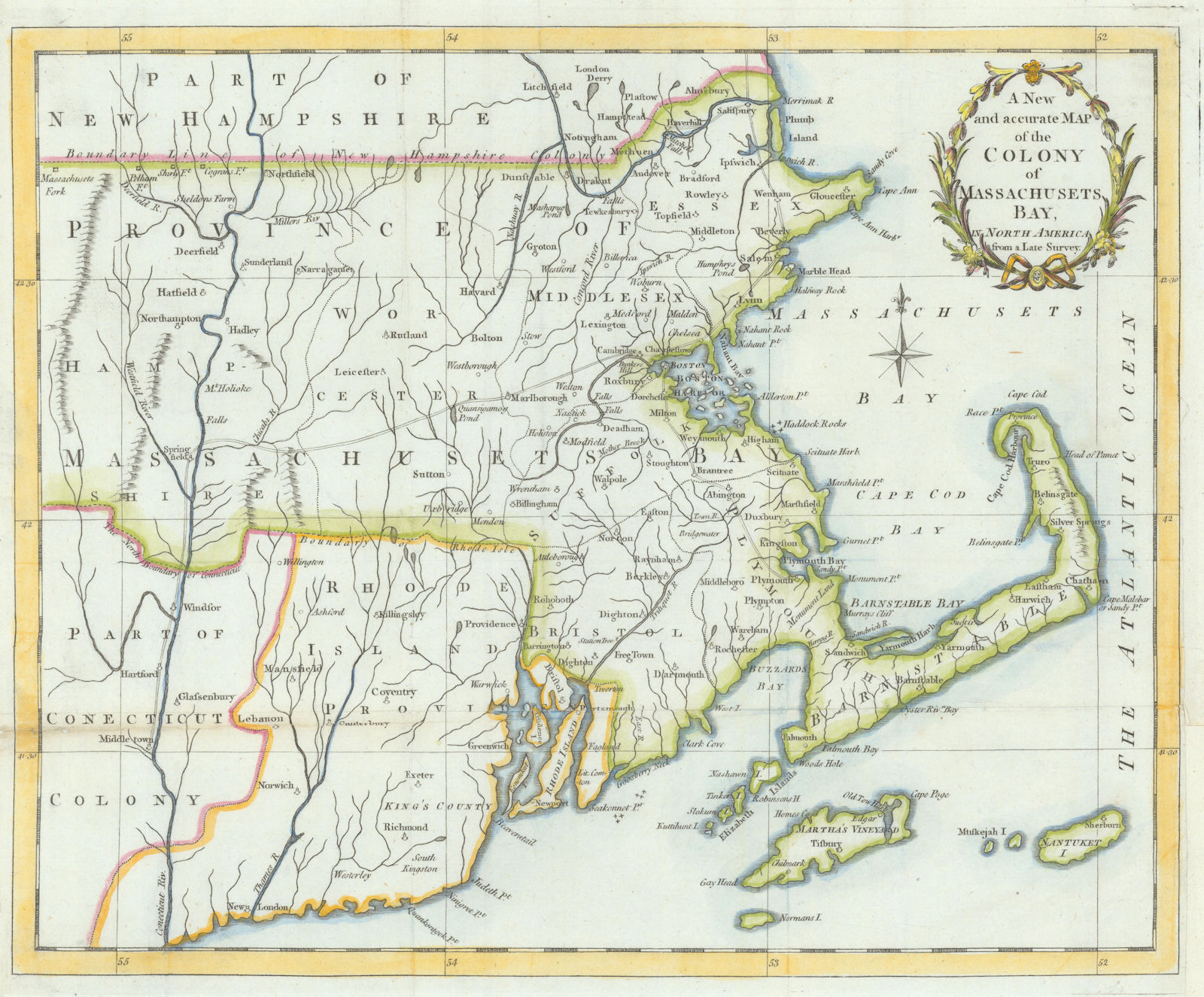 Associate Product A New & accurate Map of the Colony of Massachusets Bay… Universal Magazine  1780