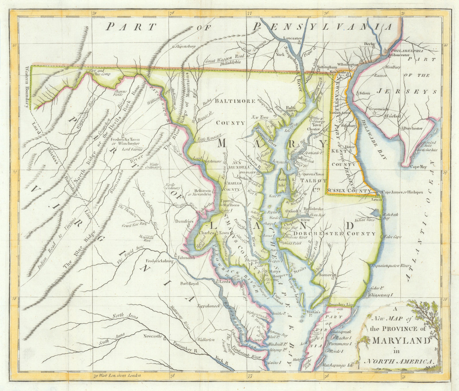 Associate Product A New Map of the Province of Maryland in North America… Universal Magazine 1780
