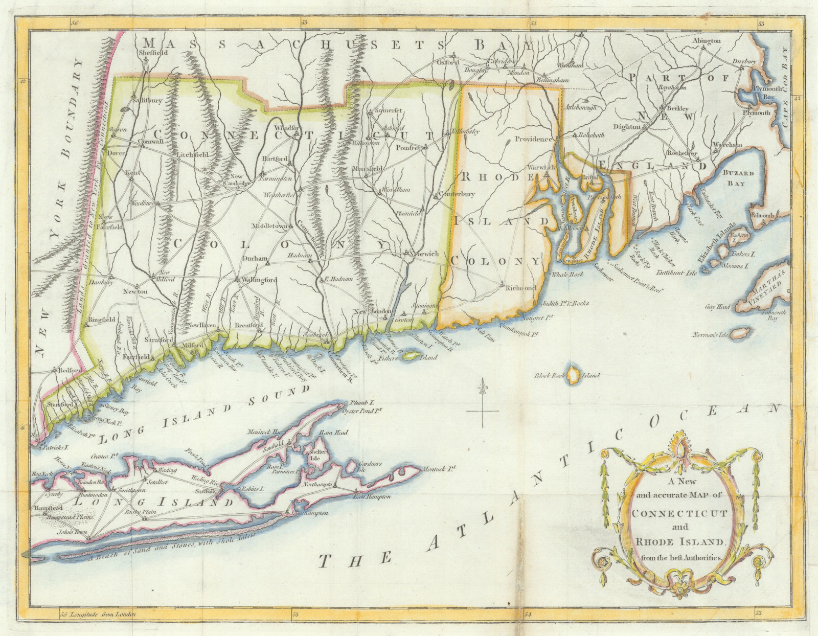 A New and accurate Map of Connecticut and Rhode Island… Universal Magazine 1780