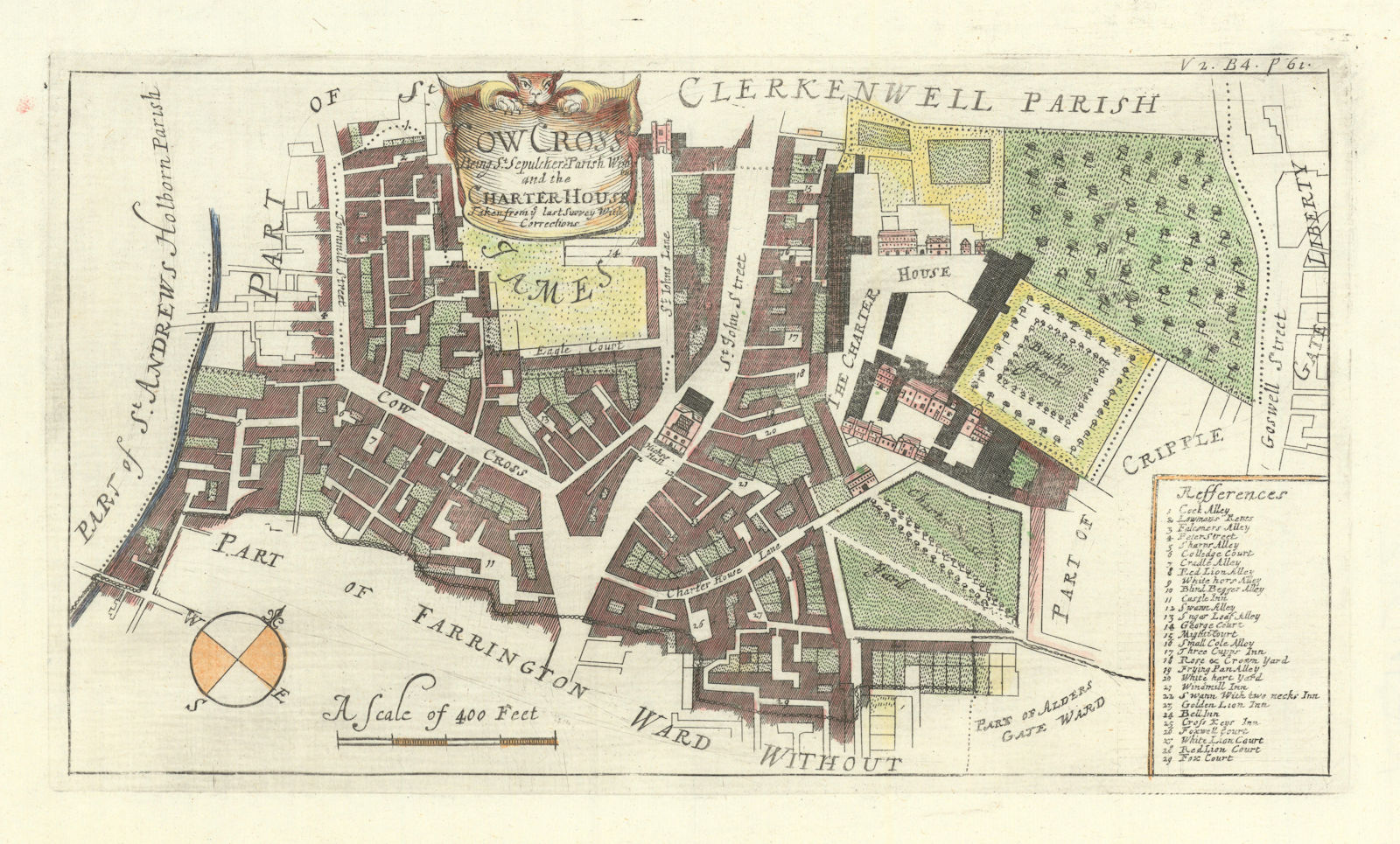Cow Cross, being St Sepulchre Parish w/o & the Charterhouse.STOW/STRYPE 1720 map