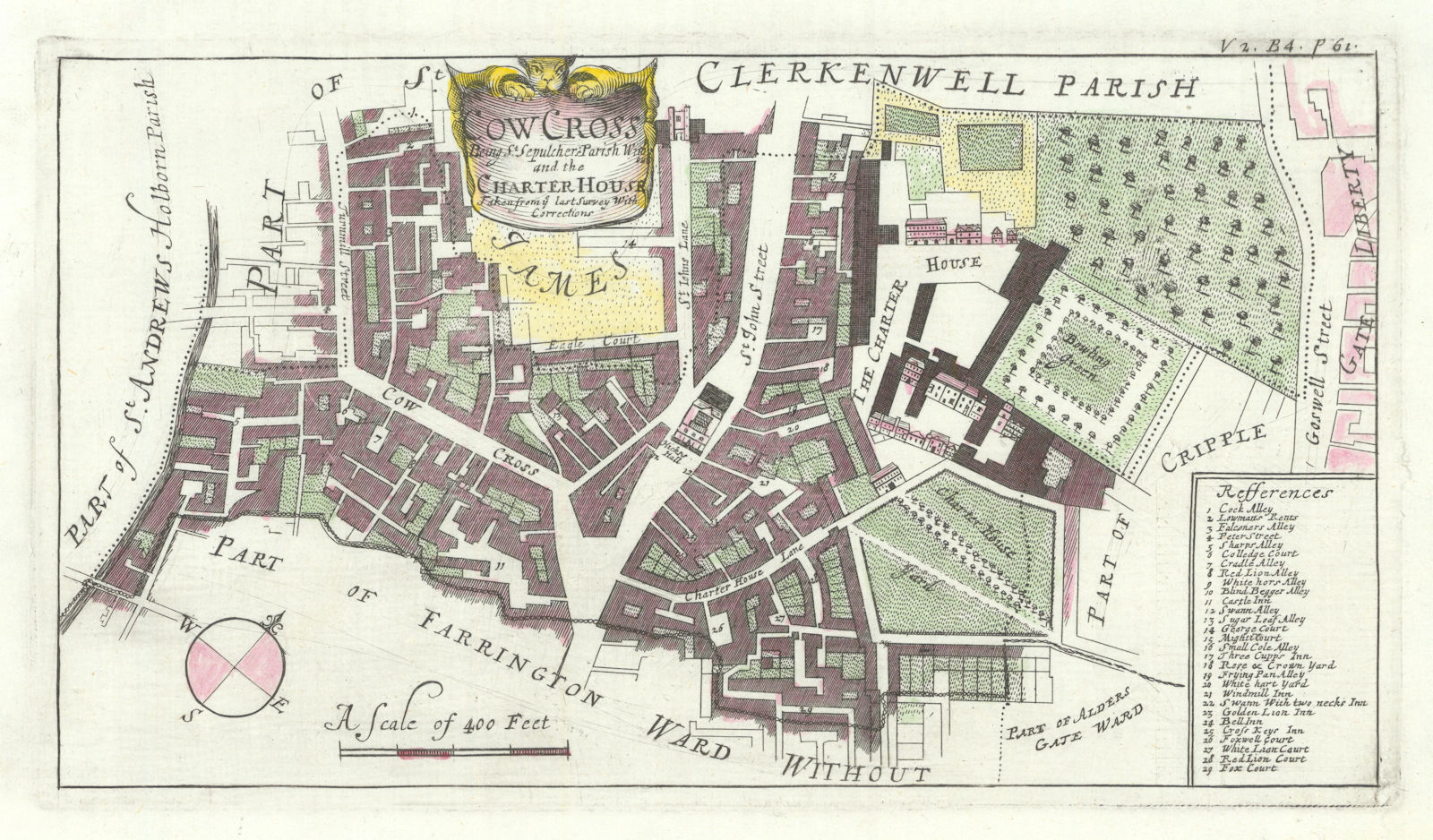 Associate Product Cow Cross, being St Sepulchre Parish w/o & the Charterhouse.STOW/STRYPE 1720 map
