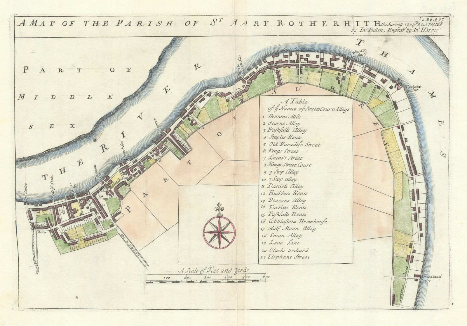 ROTHERHITHE. ''The Parish of St Mary Rotherhith'. STOW/STRYPE 1720 old map