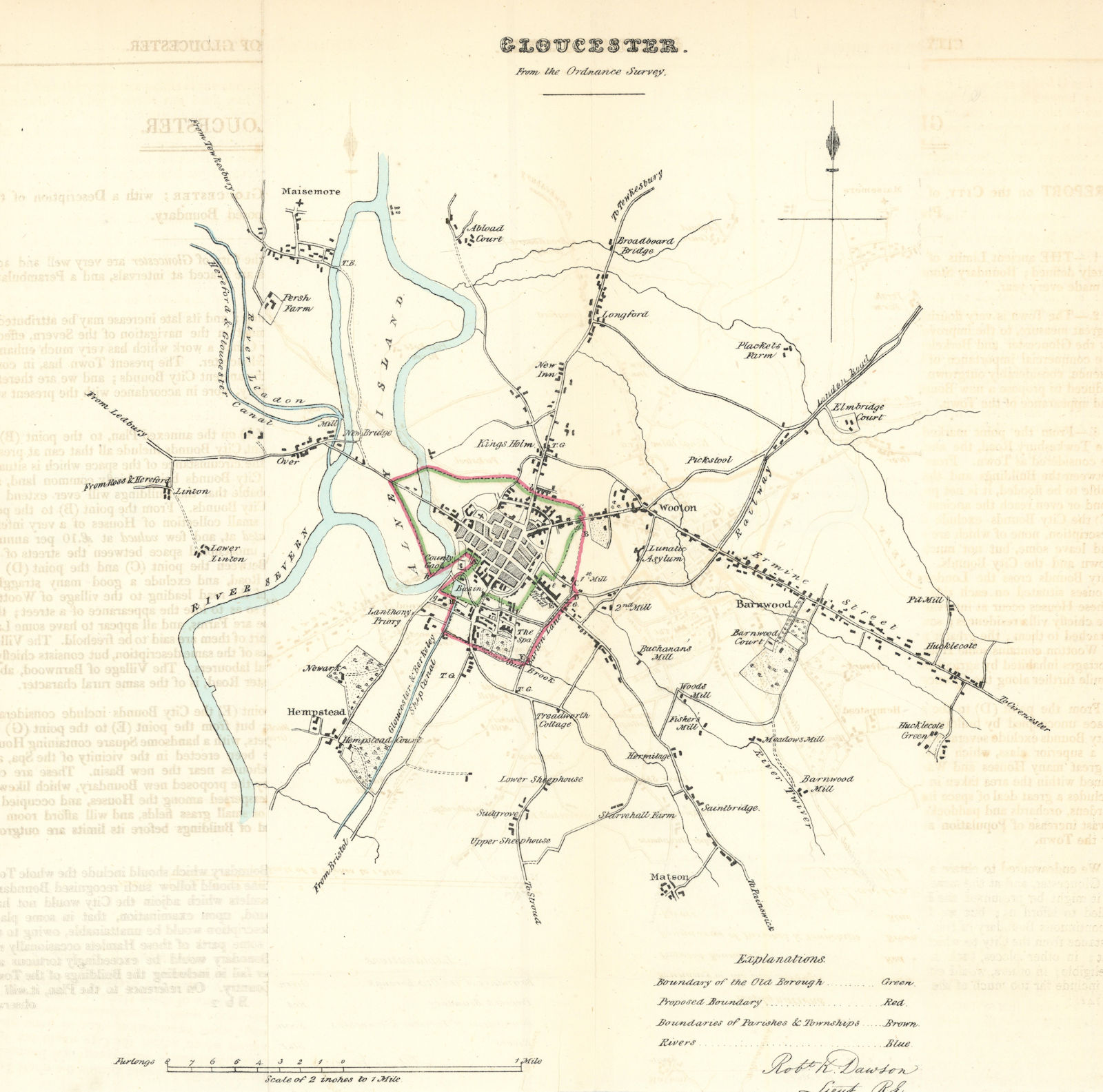 Associate Product GLOUCESTER borough/town plan. REFORM ACT. Matson Wotton. DAWSON 1832 old map