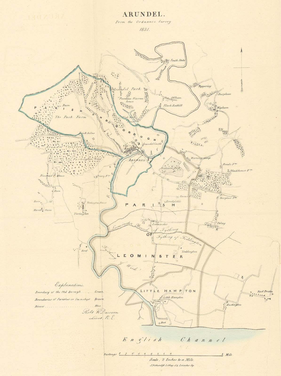 ARUNDEL & LITTLEHAMPTON borough/town plan. REFORM ACT. Sussex. DAWSON 1832 map
