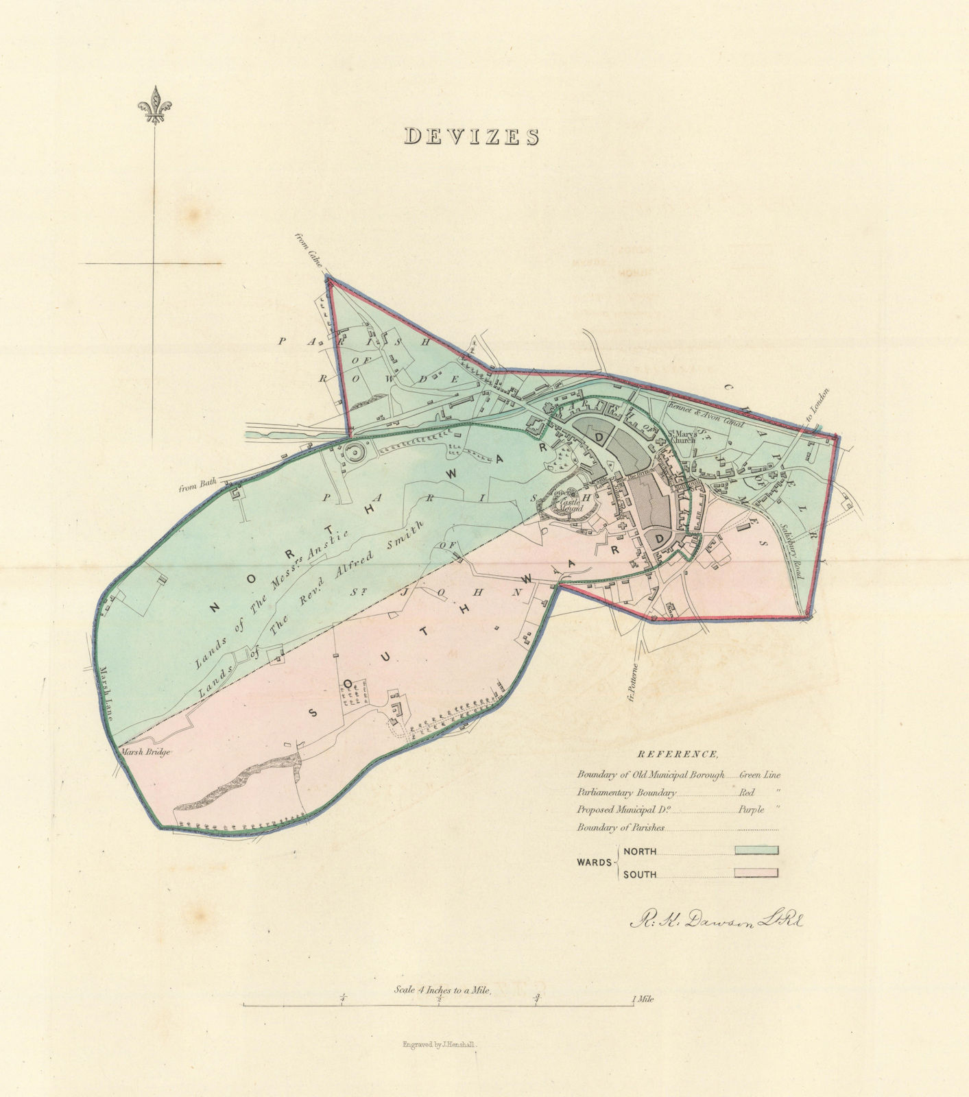 DEVIZES borough/town plan. BOUNDARY COMMISSION. Wiltshire. DAWSON 1837 old map