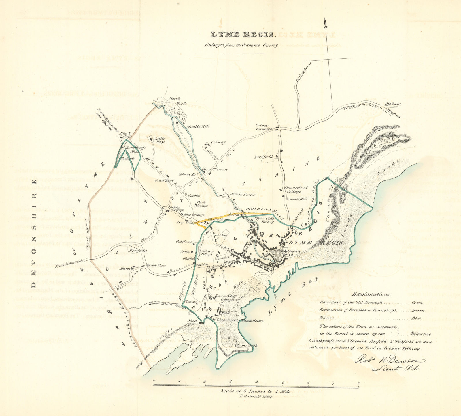 Associate Product LYME REGIS borough/town plan. REFORM ACT. Dorset. DAWSON 1832 old antique map
