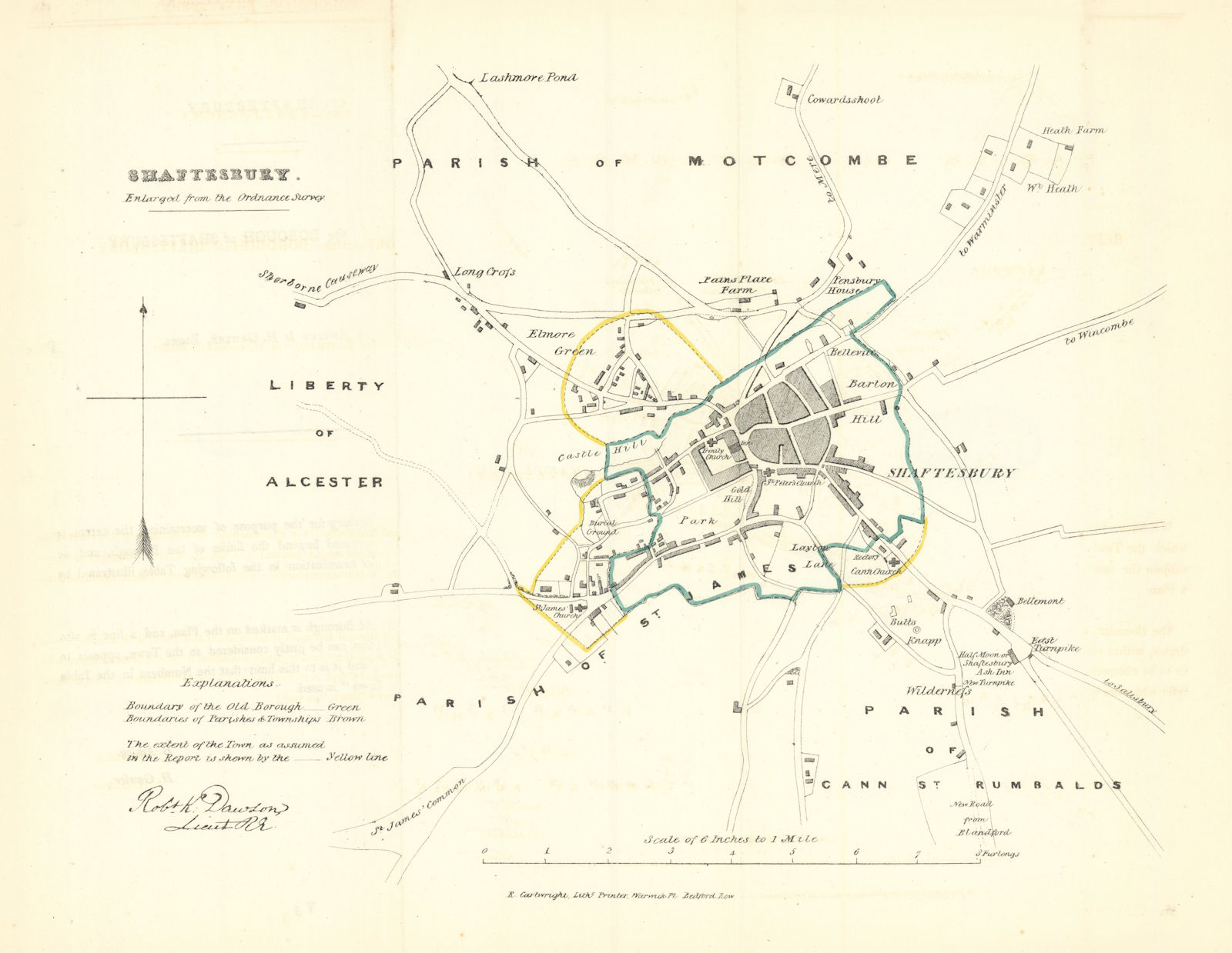 Associate Product SHAFTESBURY borough/town plan. REFORM ACT. Dorset. DAWSON 1832 old antique map