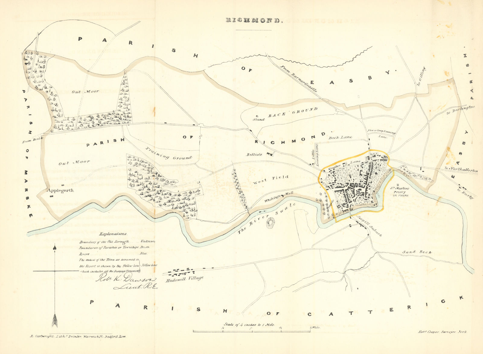 RICHMOND borough/town plan REFORM ACT. Hudswell. Yorkshire. DAWSON 1832 map