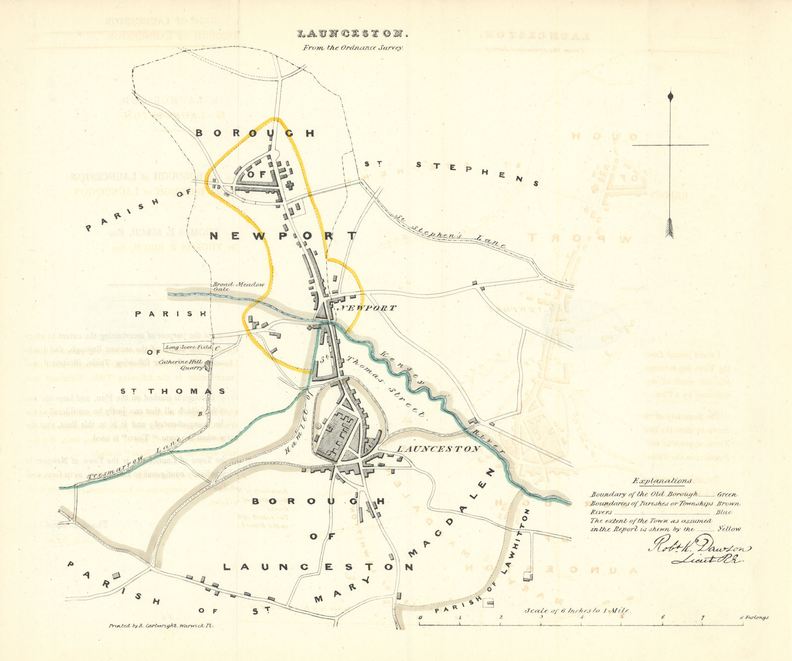 LAUNCESTON borough/town plan. REFORM ACT. Newport. Cornwall. DAWSON 1832 map