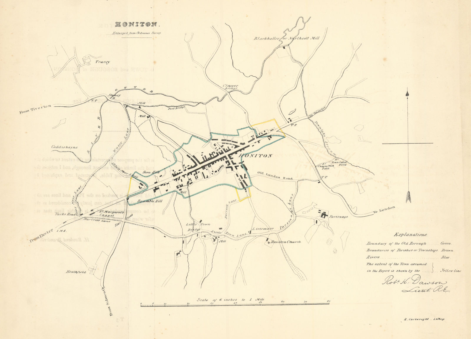 Associate Product HONITON borough/town plan. REFORM ACT. Devon. DAWSON 1832 old antique map