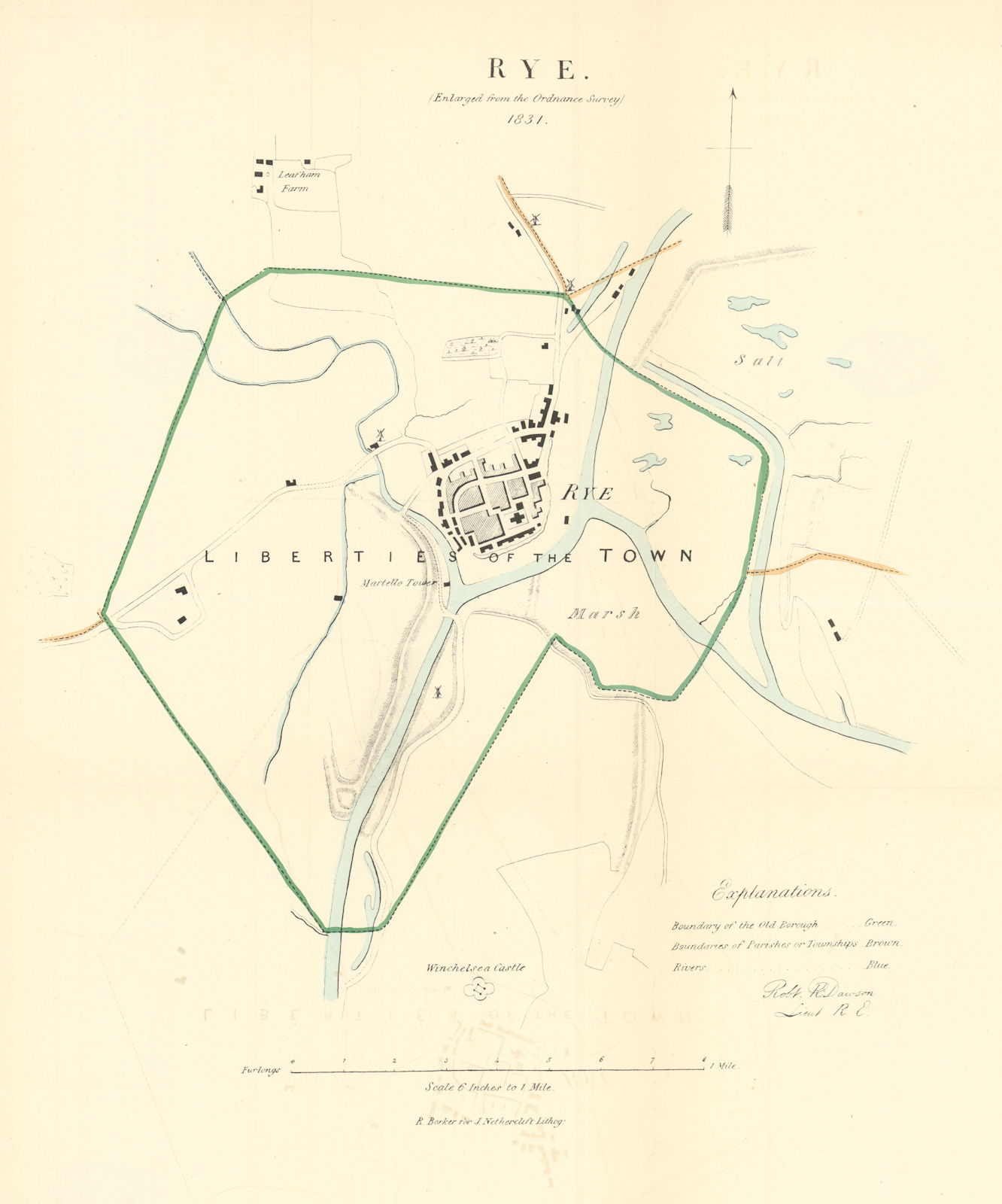 Associate Product RYE borough/town plan. REFORM ACT. Liberties of the Town. Sussex DAWSON 1832 map