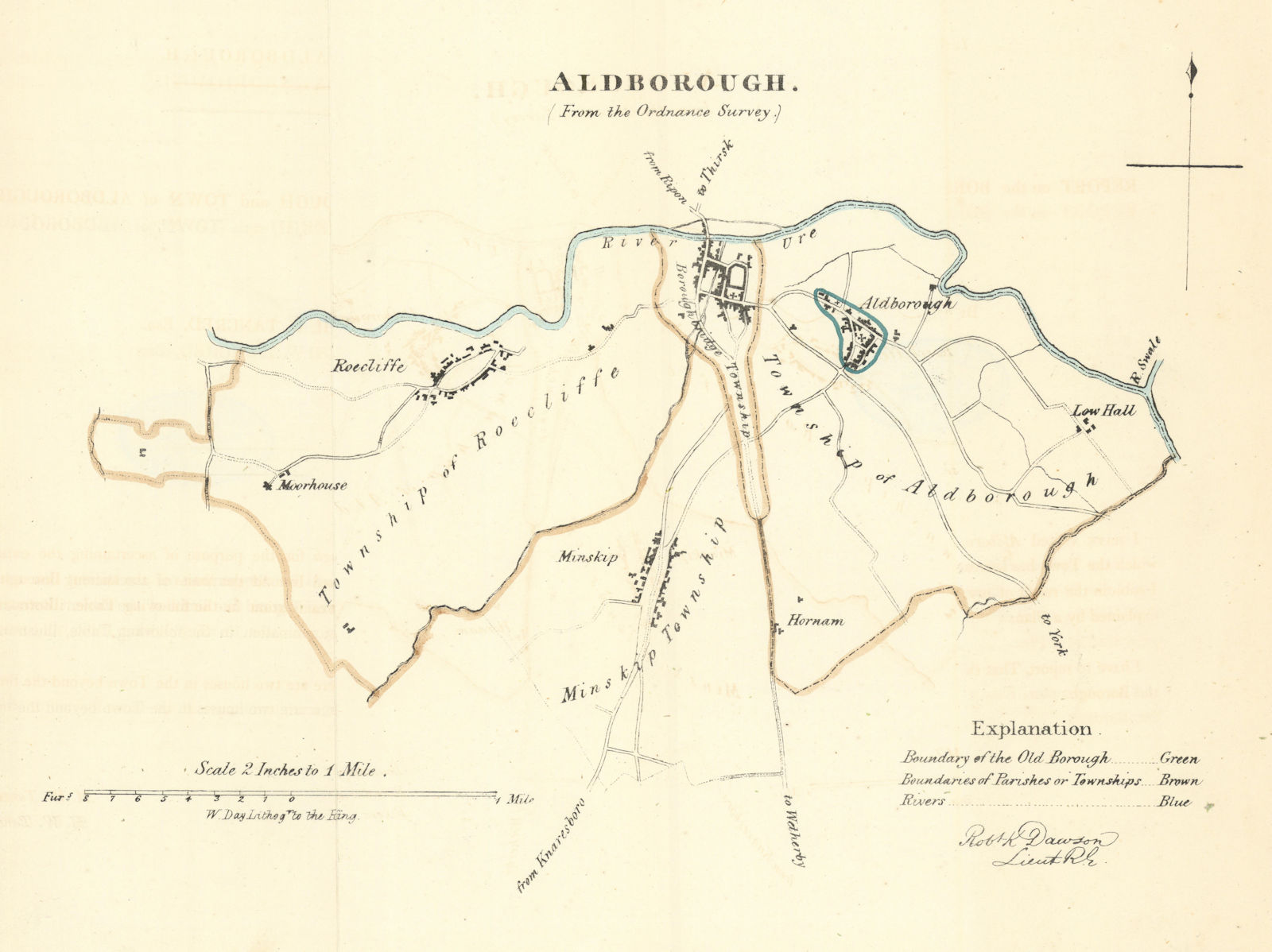 ALDBOROUGH & BOROUGHBRIDGE borough/town plan. REFORM ACT. DAWSON 1832 old map