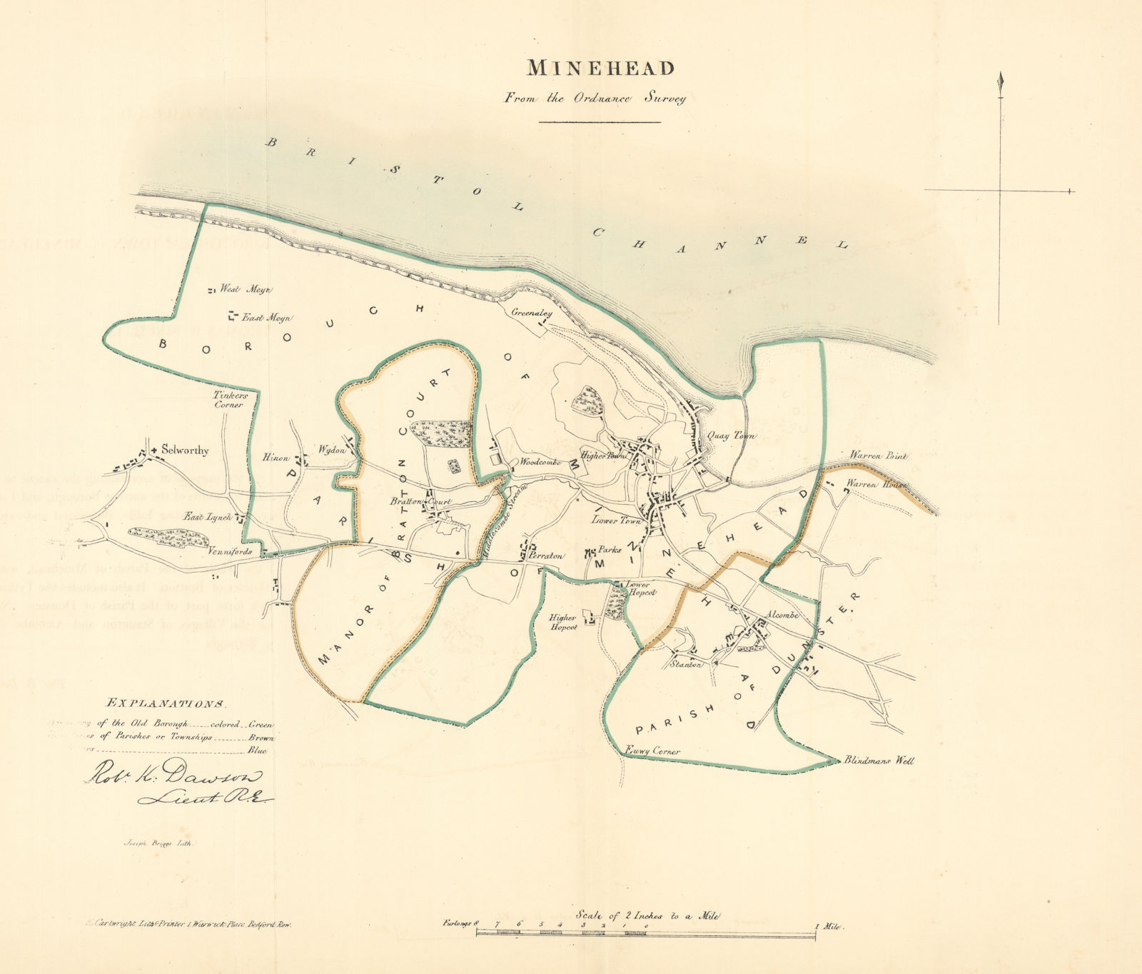 Associate Product MINEHEAD borough/town plan. REFORM ACT. Selworthy. Somerset. DAWSON 1832 map