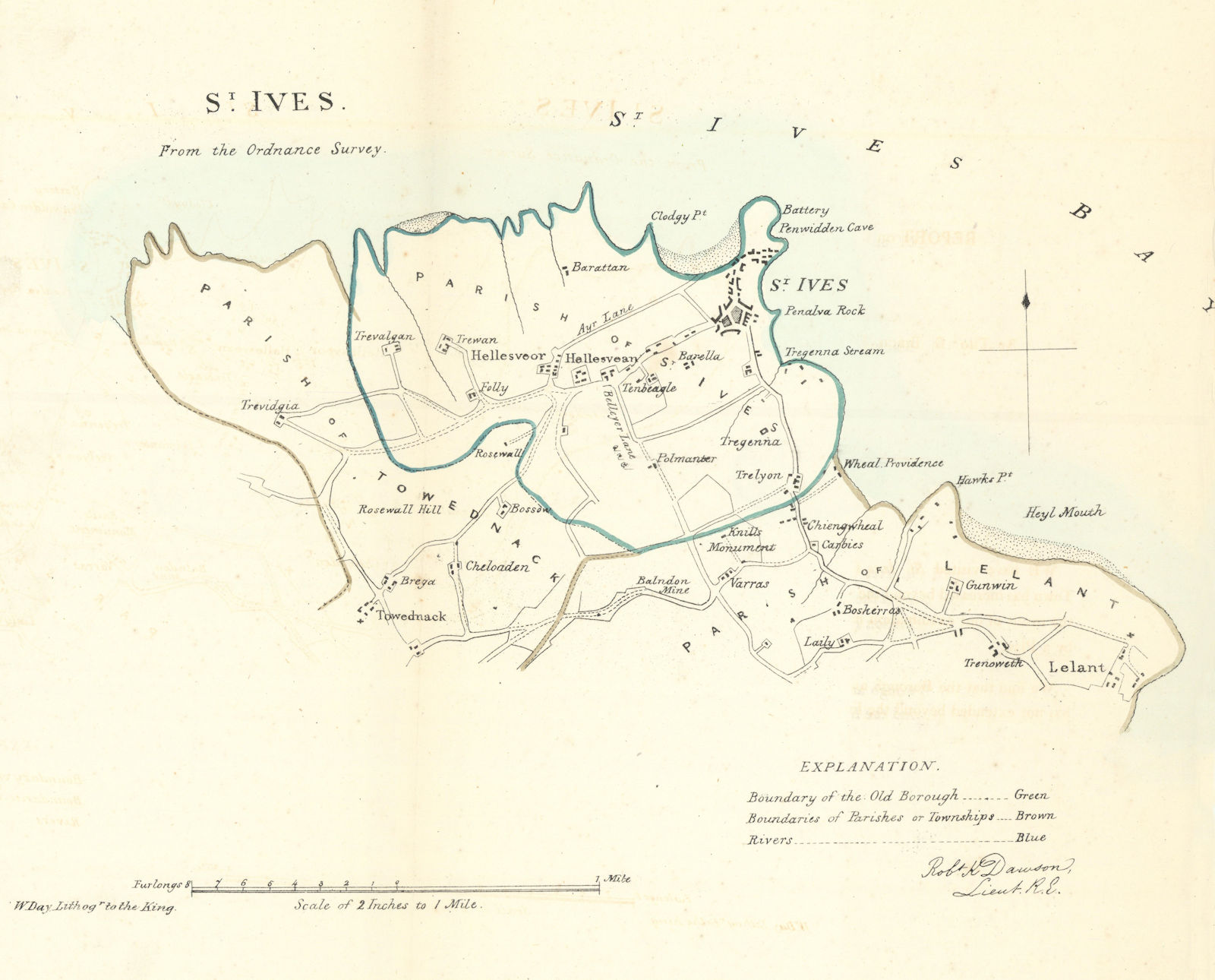 ST. IVES borough/town plan. REFORM ACT. Cornwall. DAWSON 1832 old antique map