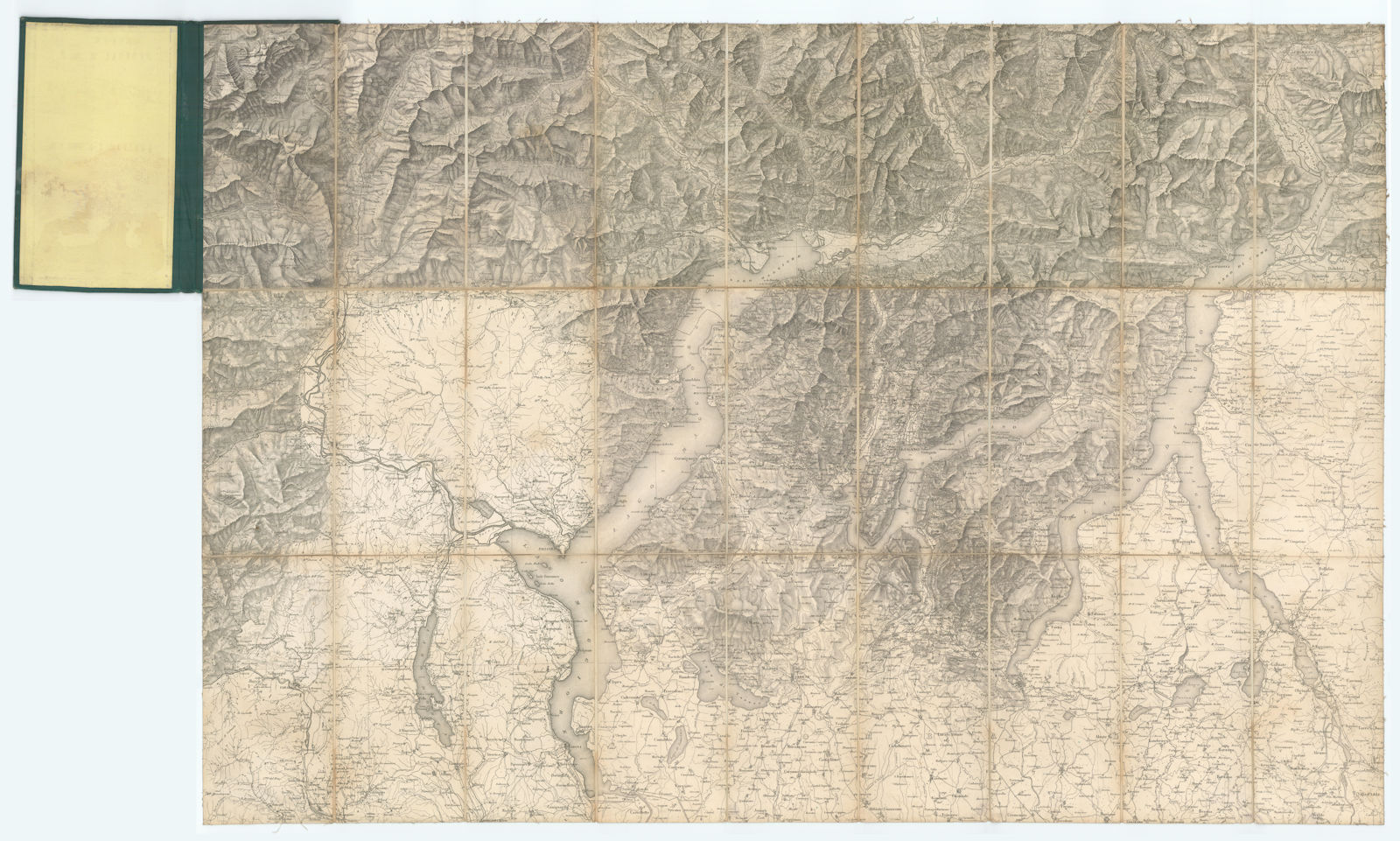 Italian Lakes by Swiss Federal Office of Topography. 105x70cm. Folding map 1874