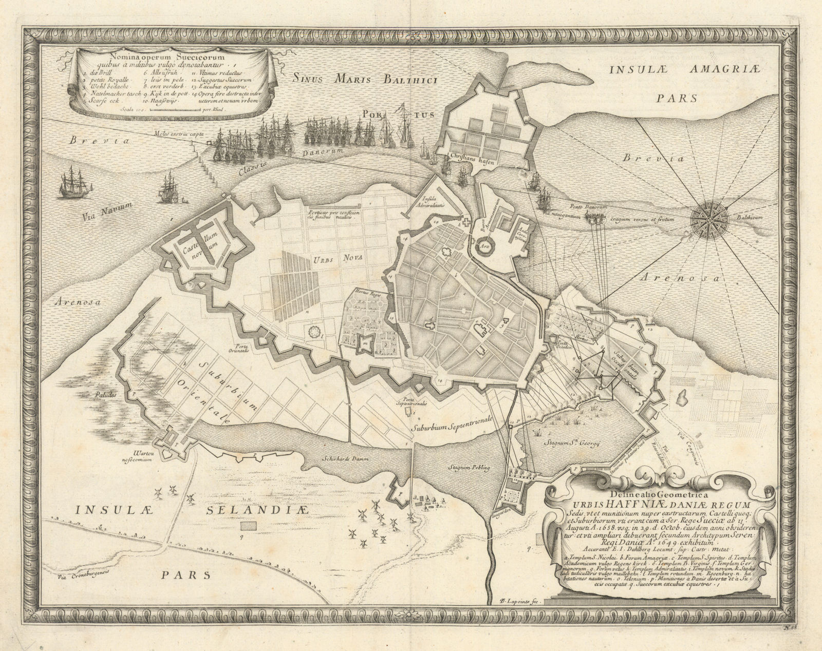 Delineatio Geometrica Urbis Haffniae Daniae… Copenhagen. DAHLBERGH 1696 map