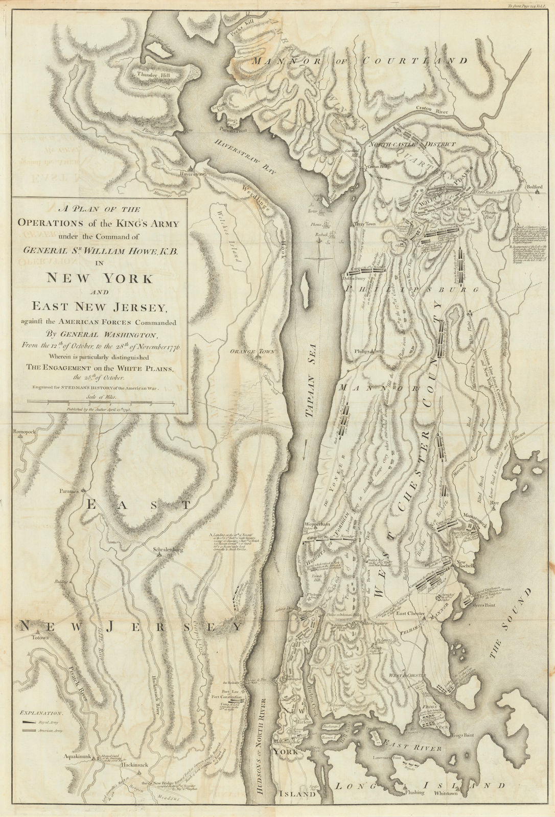 A plan of the operations of the King's army… in New York… FADEN/STEDMAN 1794 map