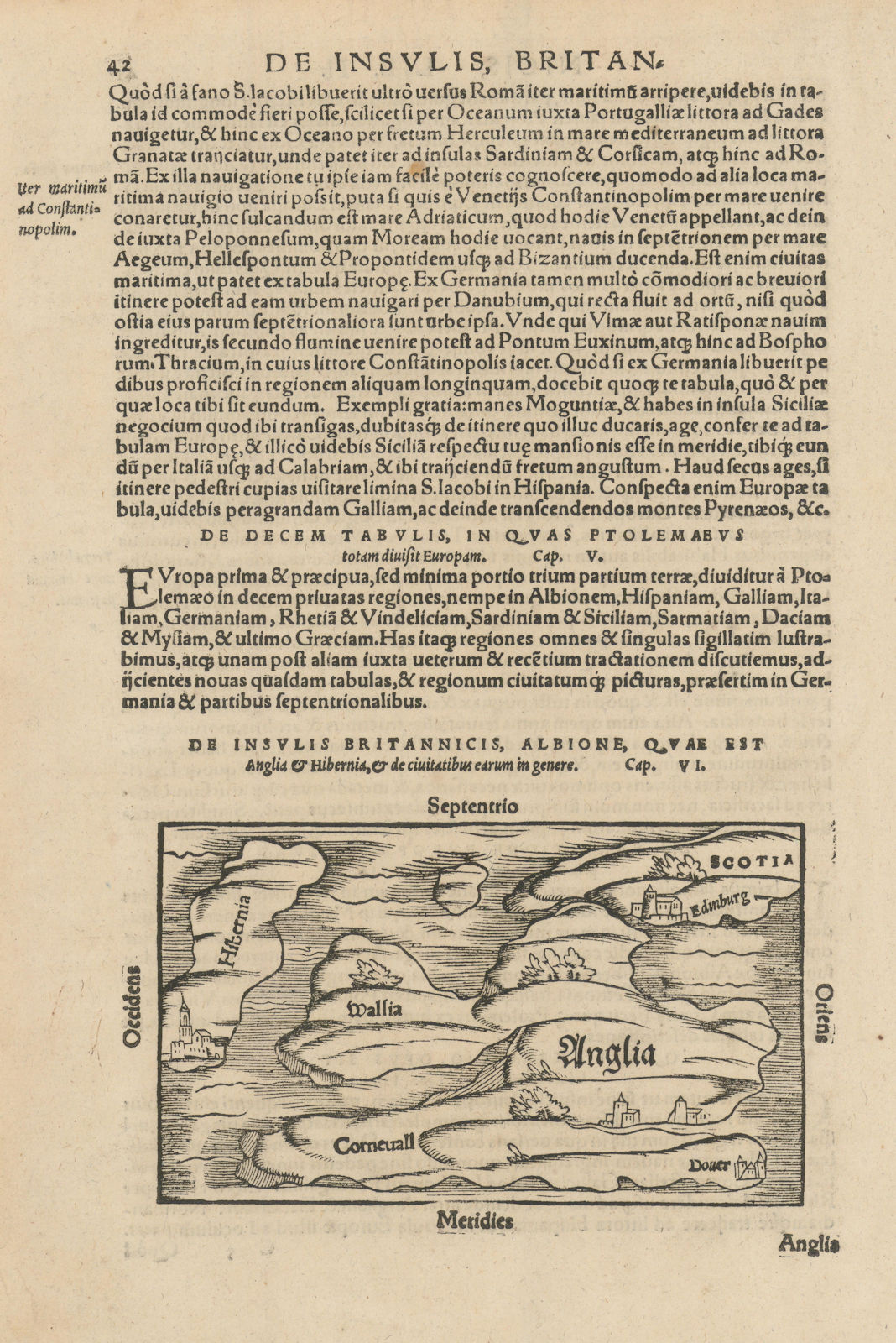 De insulis Britannicis, Albione… British Isles. SEBASTIAN MÜNSTER 1572 old map