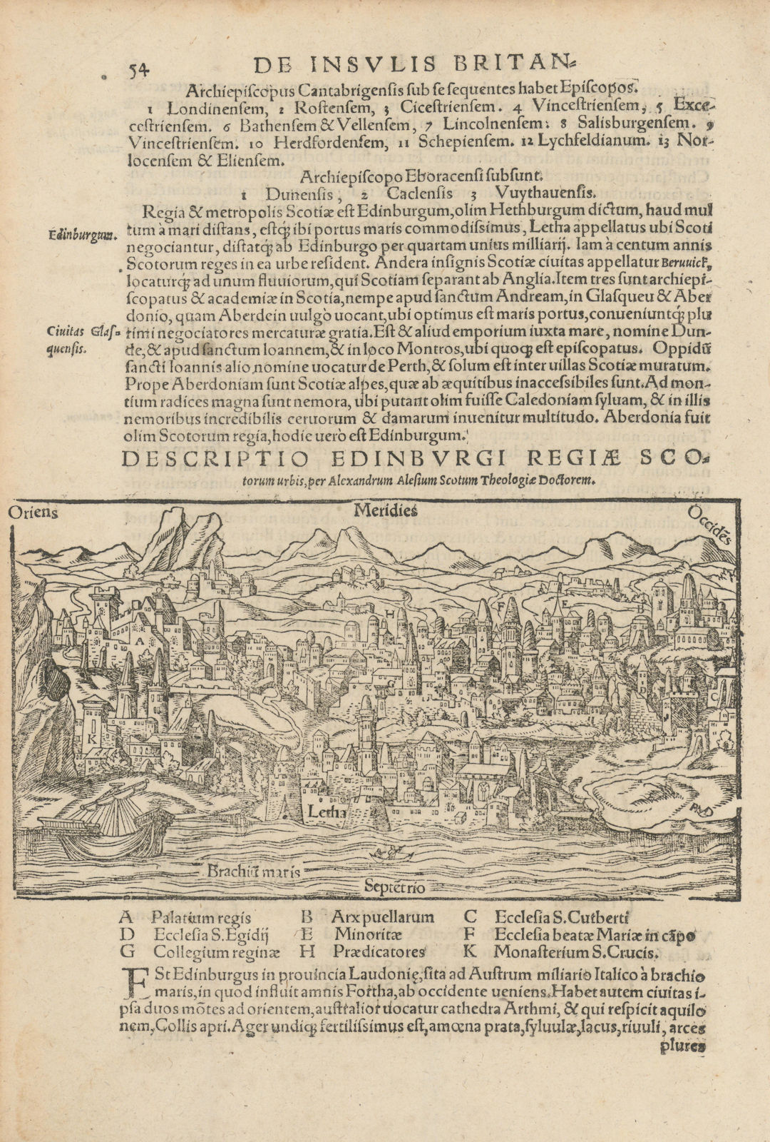 Associate Product Descriptio Edinburgi regia Scotorum urbis. View of Edinburgh. MÜNSTER 1572