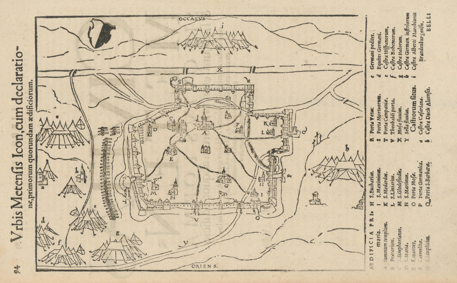 Urbis Metensis Icon… The city of Metz, Moselle. SEBASTIAN MÜNSTER 1572 old map