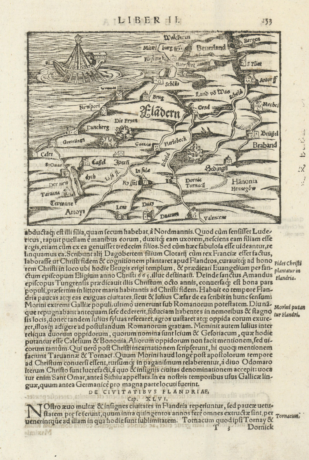 Flandern. The County of Flanders. Belgium / Nord. SEBASTIAN MÜNSTER 1572 map