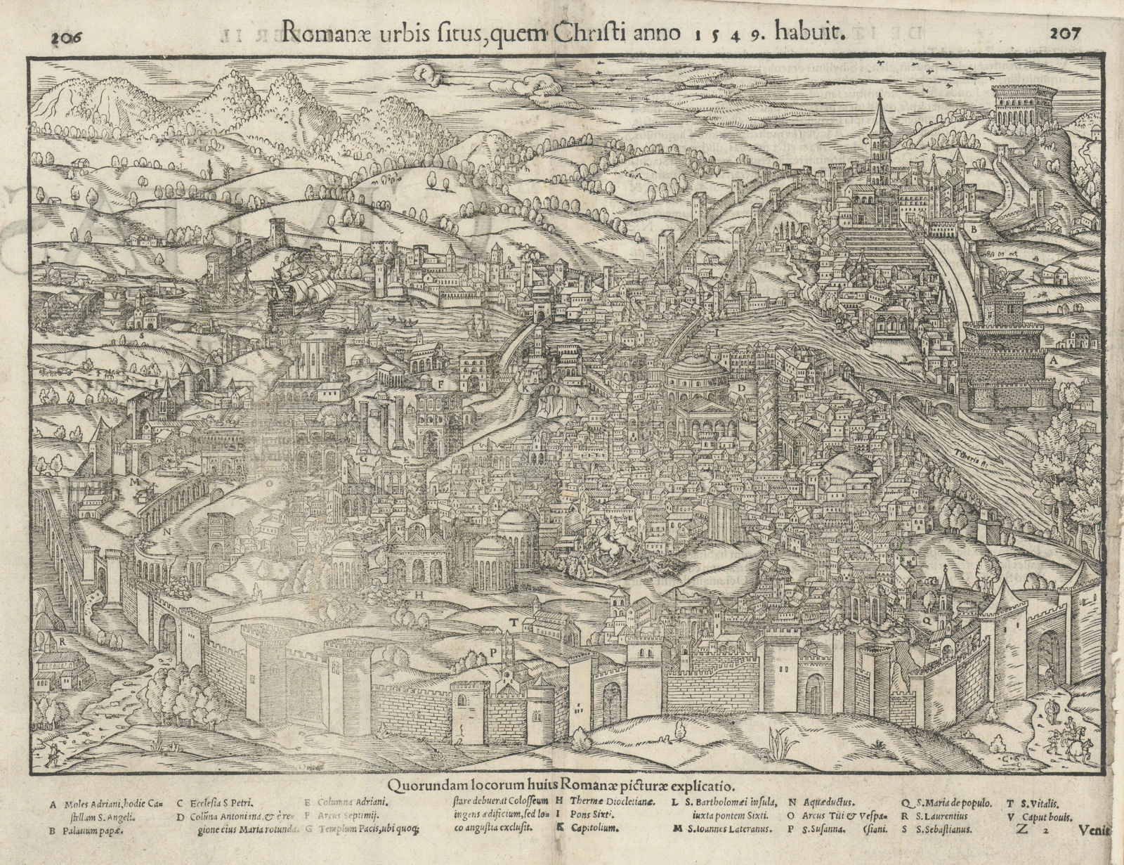 Romanae urbis situs, quem Christi anno 1549 habet. Rome in 1549 MÜNSTER 1572 map