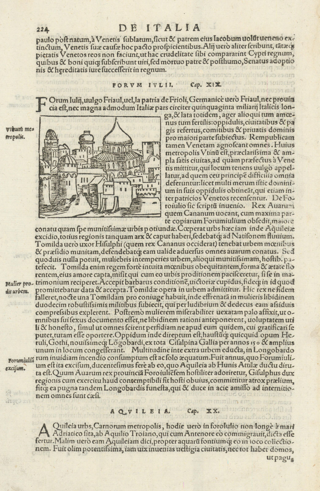 Utinum metropolis. Small view of Udine, Friuli-Venezia Giulia. MÜNSTER 1572