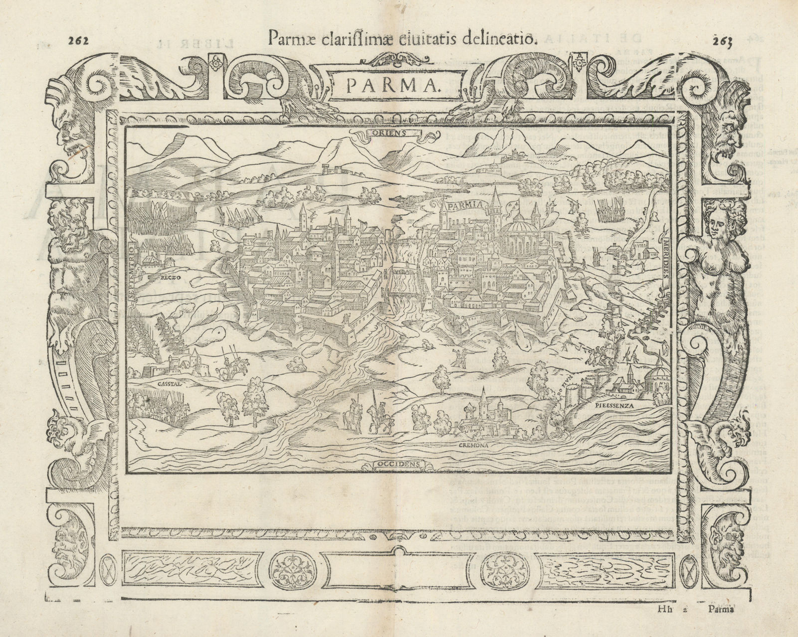 Parmae clarissimae civitatis delineatio. The city of Parma. MÜNSTER 1572 map