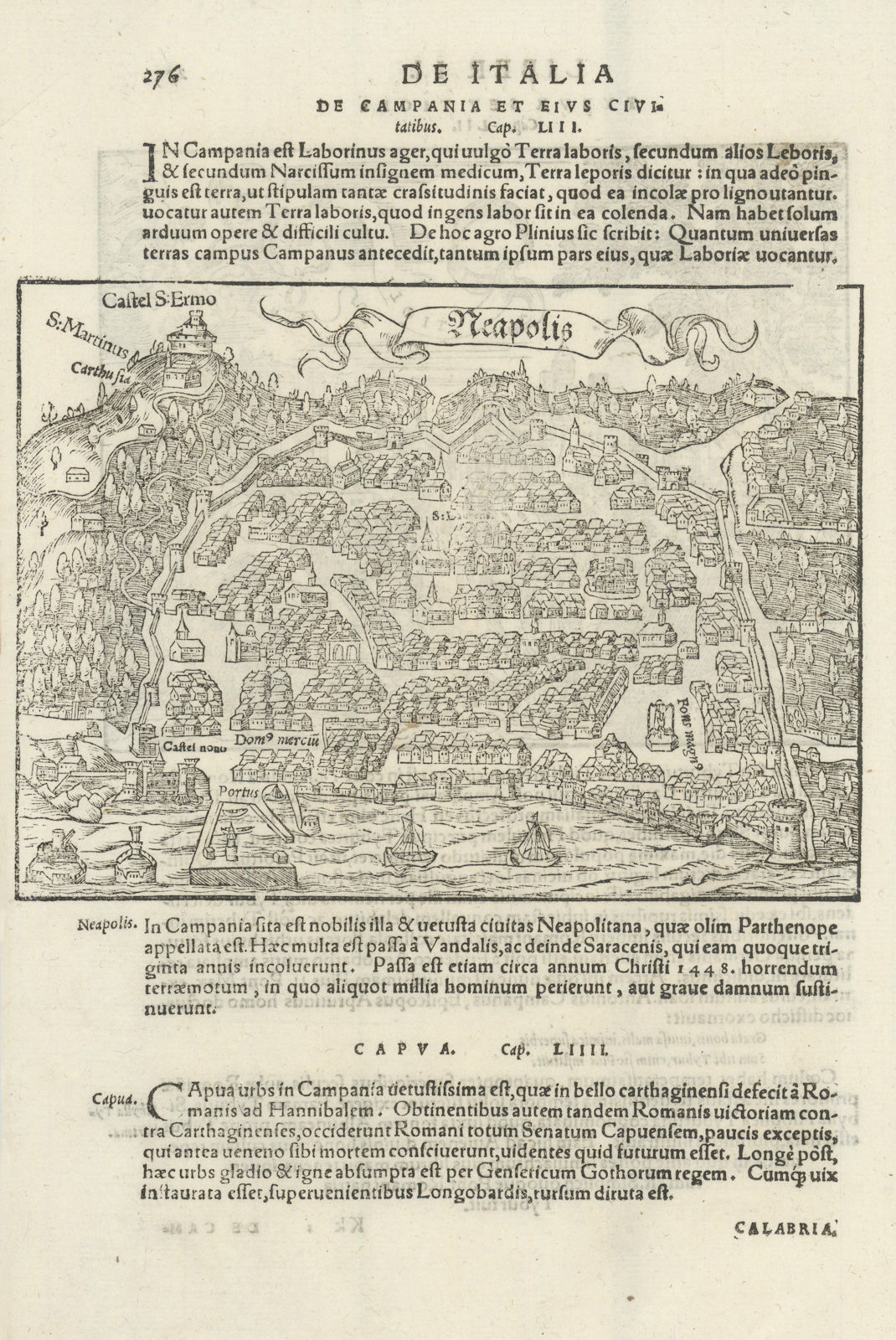 Associate Product Neapolis. Bird's eye view of Naples. SEBASTIAN MÜNSTER 1572 old antique map