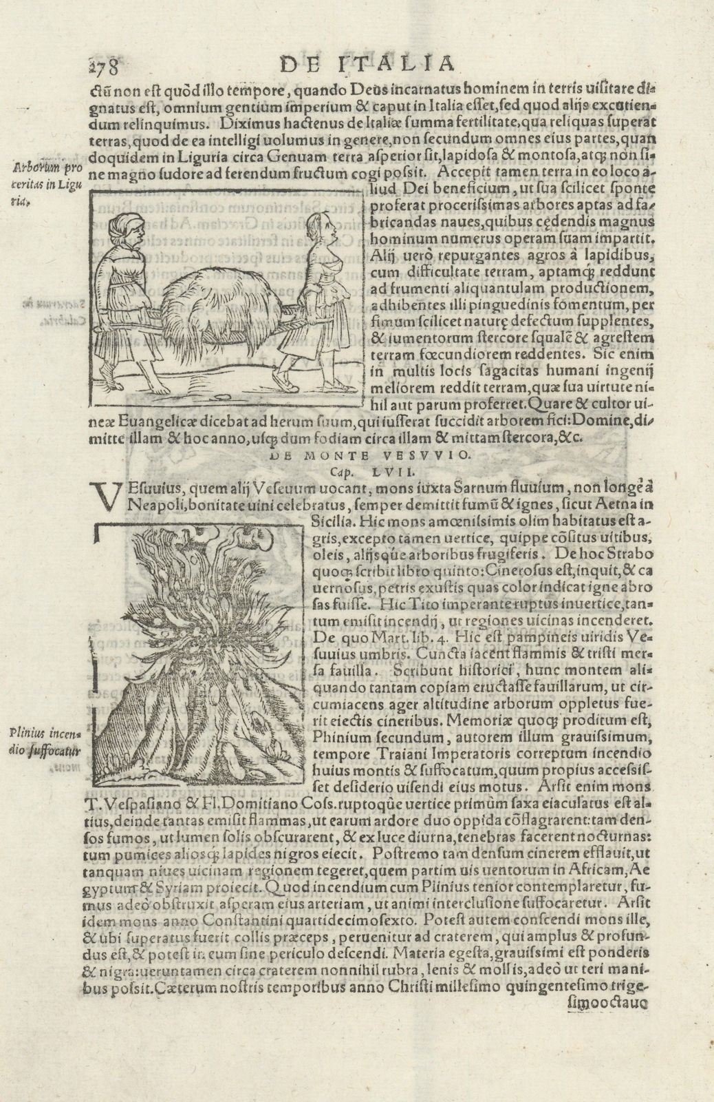 De Monte Vesuvio. Mount Vesuvius, Italy. SEBASTIAN MÜNSTER 1572 old print