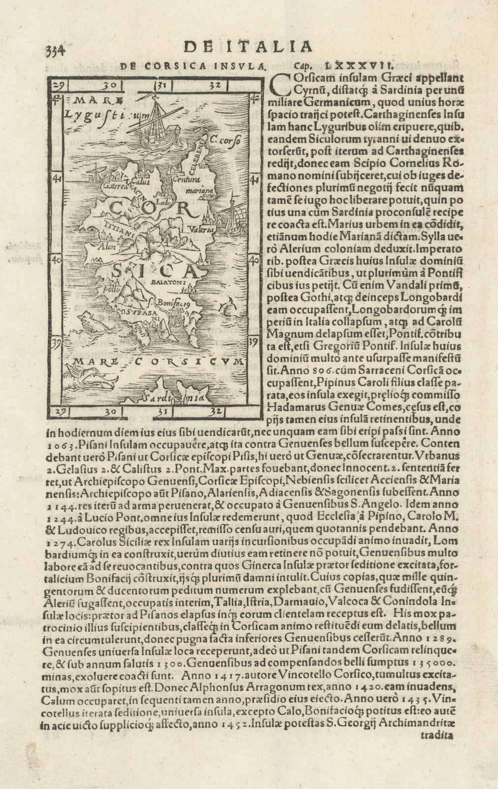 Associate Product De Corsica lnsula. The island of Corsica. Sea monster. MÜNSTER 1572 old map