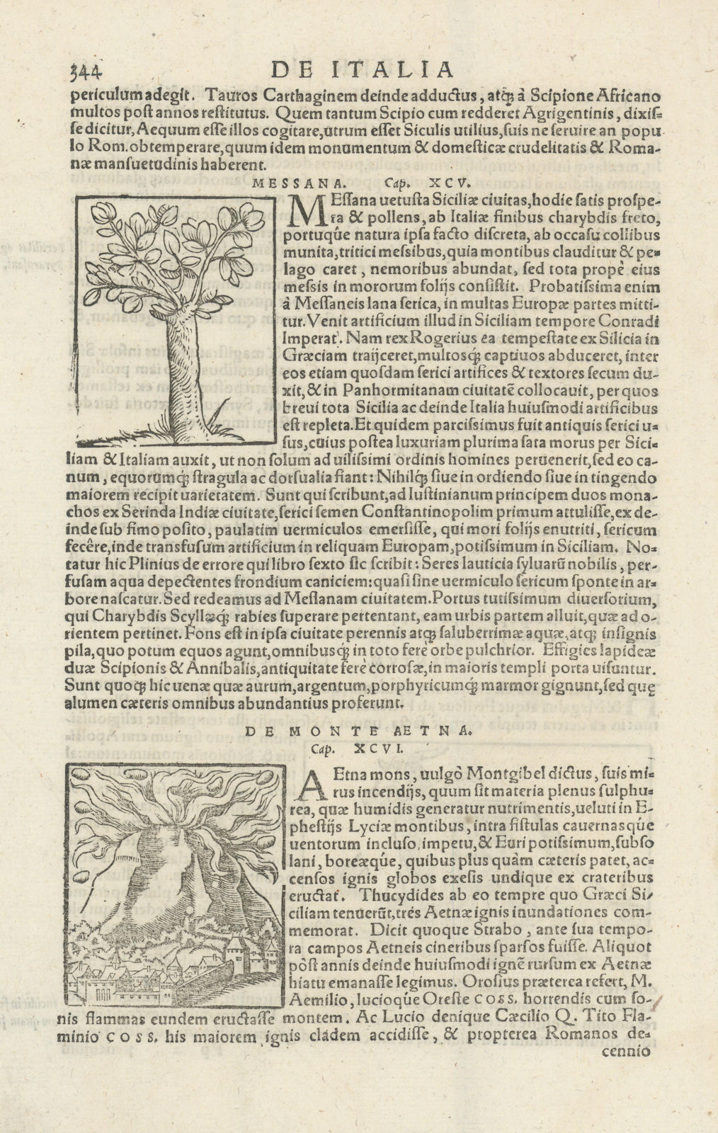 De monte da Aetna. Mount Etna & Catania, Sicily. SEBASTIAN MÜNSTER 1572 print