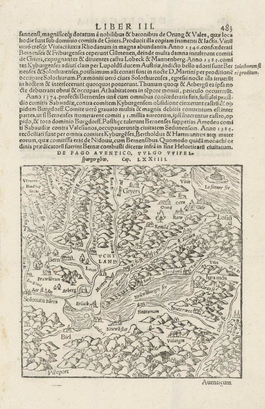 Associate Product De Pago Aventico, Vulgo Wifelspurger Göw… Avenches, Switzerland MÜNSTER 1572 map