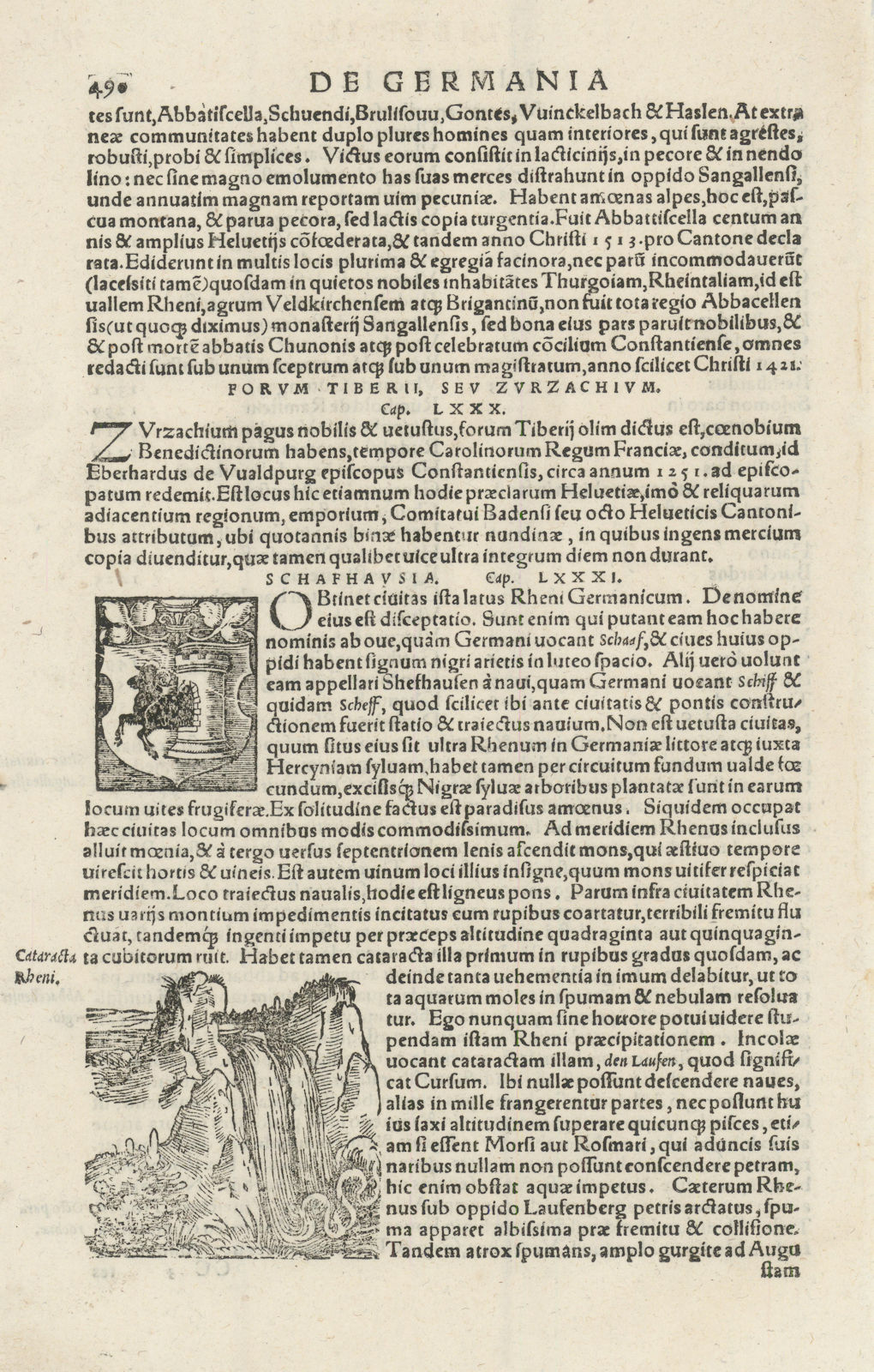 Associate Product Cataracta Rheni. Rheinfall. Rhine Falls, Switzerland. SEBASTIAN MÜNSTER 1572