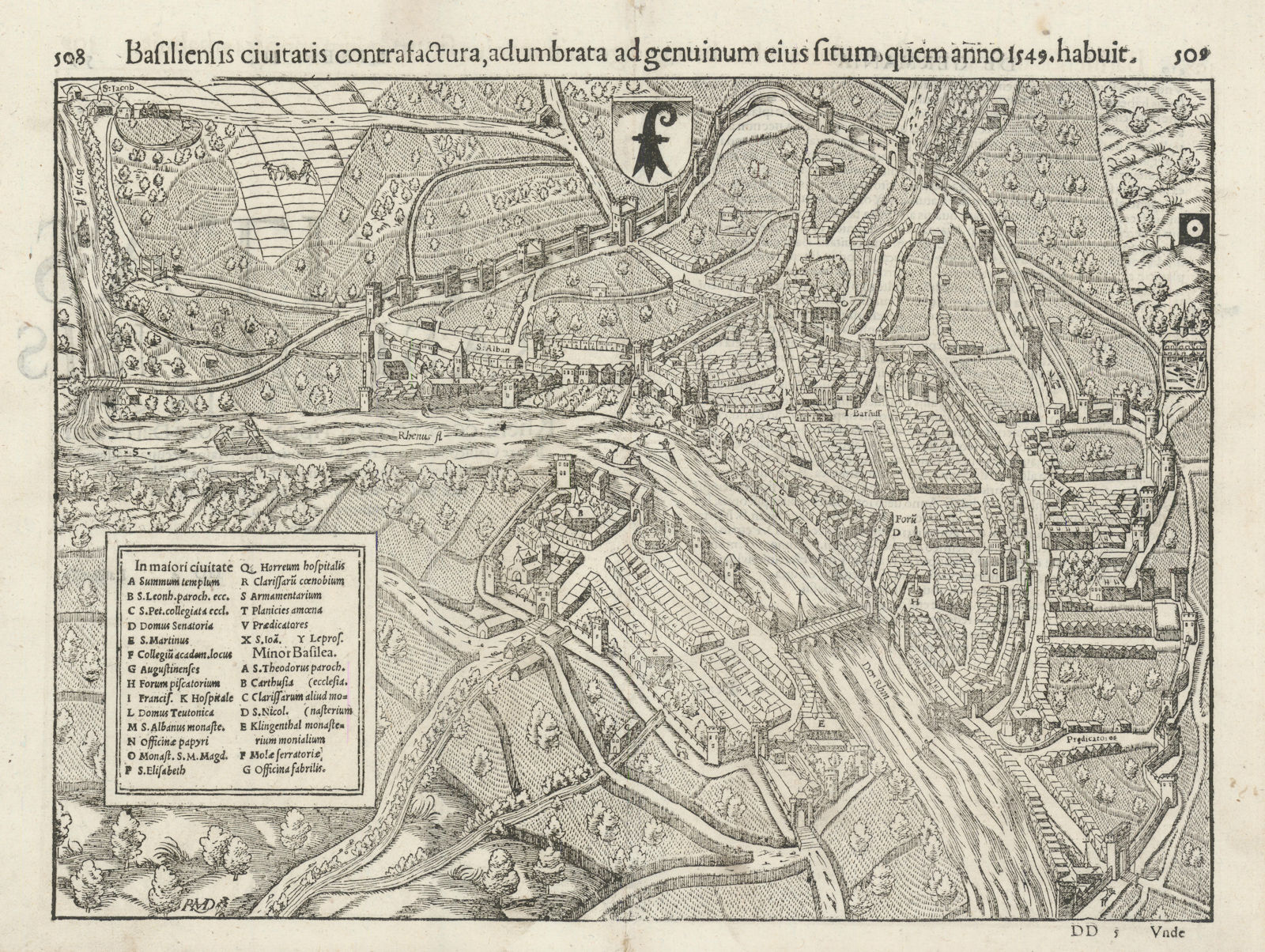 Associate Product Basiliensis civitatis… The city of Basel, Switzerland. MÜNSTER 1572 old map