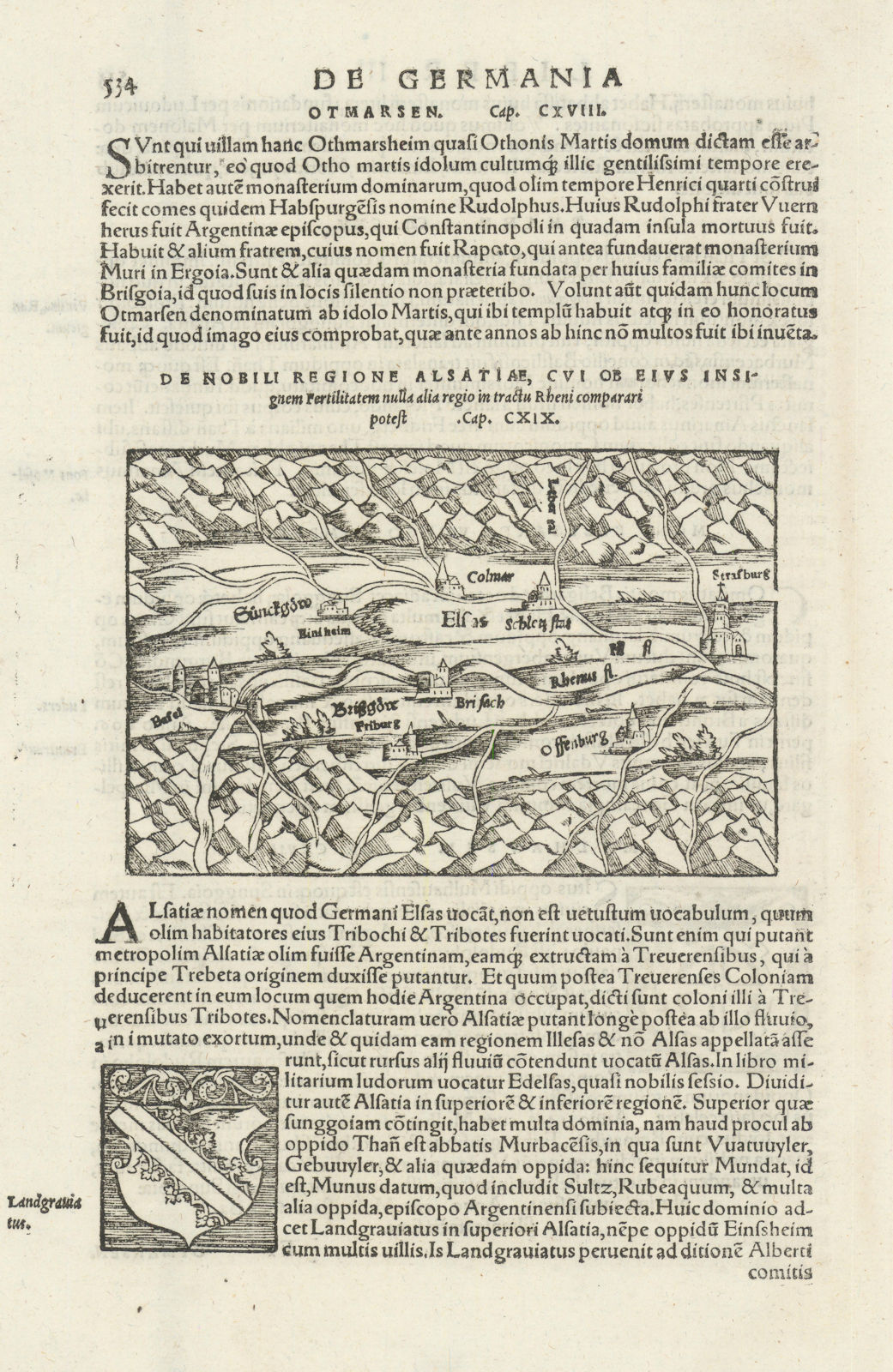 De Nobili Regione Alsatiae… Alsace Baden-Württemberg Rhineland. MÜNSTER 1572 map