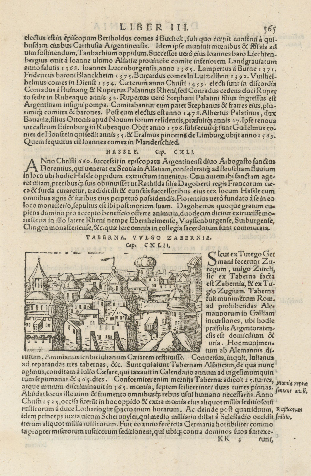 Associate Product Taberna, Vulgo Zabernia. View of Saverne, Bas-Rhin. SEBASTIAN MÜNSTER 1572