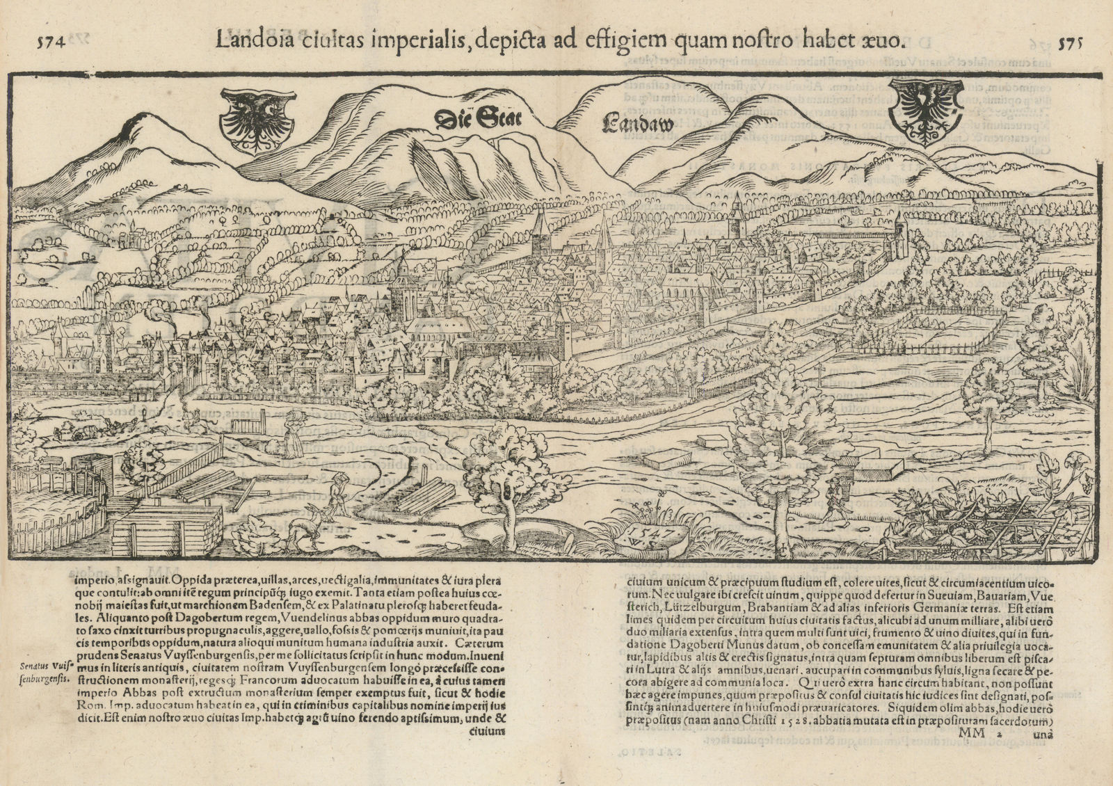 Associate Product Die Stat Landaw - Landoia civitatis imperialis. The city of Landau. MÜNSTER 1572