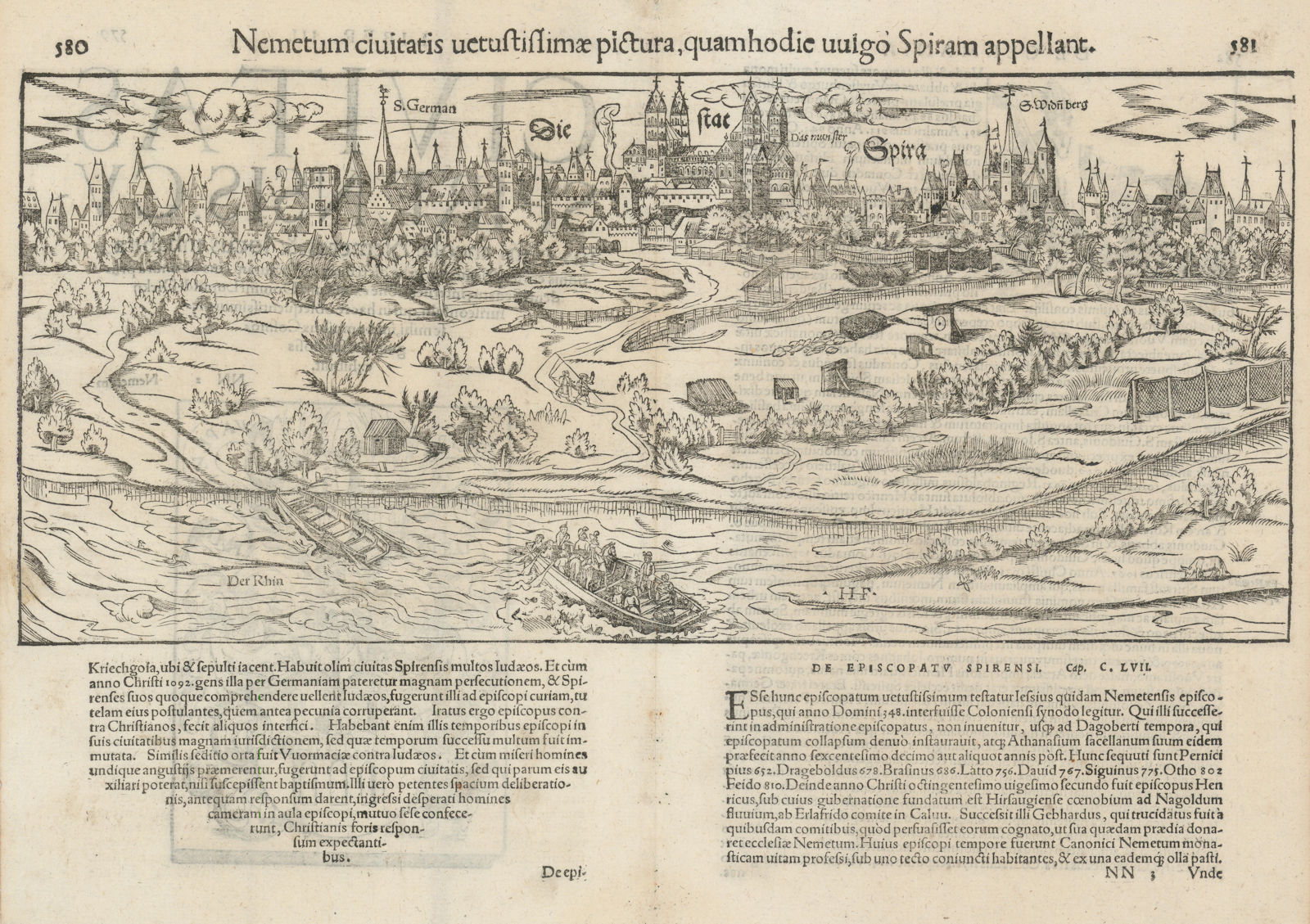 Associate Product Die State Spira. Nemetum… vulgo Spiram. Speyer, Germany. MÜNSTER 1572 old map