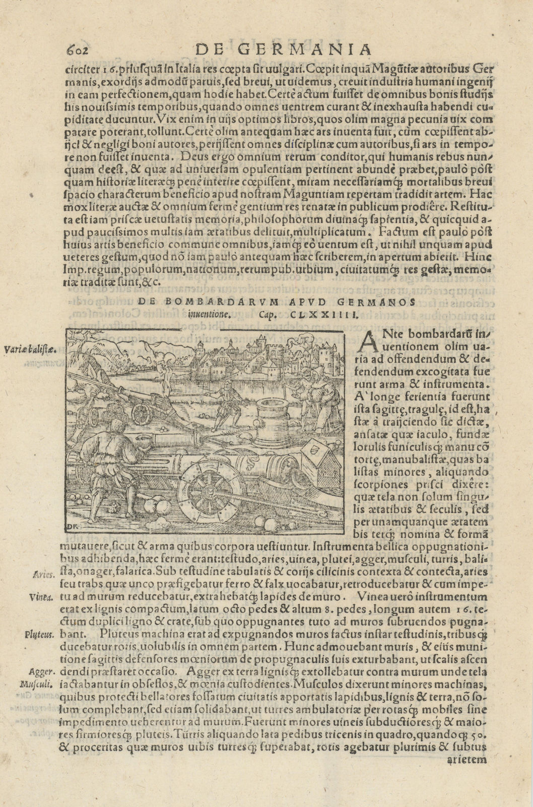 De bombardarum apud Germanos inventione. German cannon use. MÜNSTER 1572 print