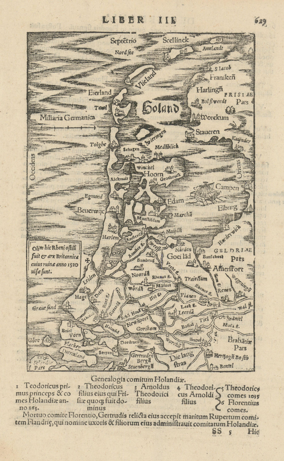 Associate Product Holand. Holland, the western Netherlands. SEBASTIAN MÜNSTER 1572 old map