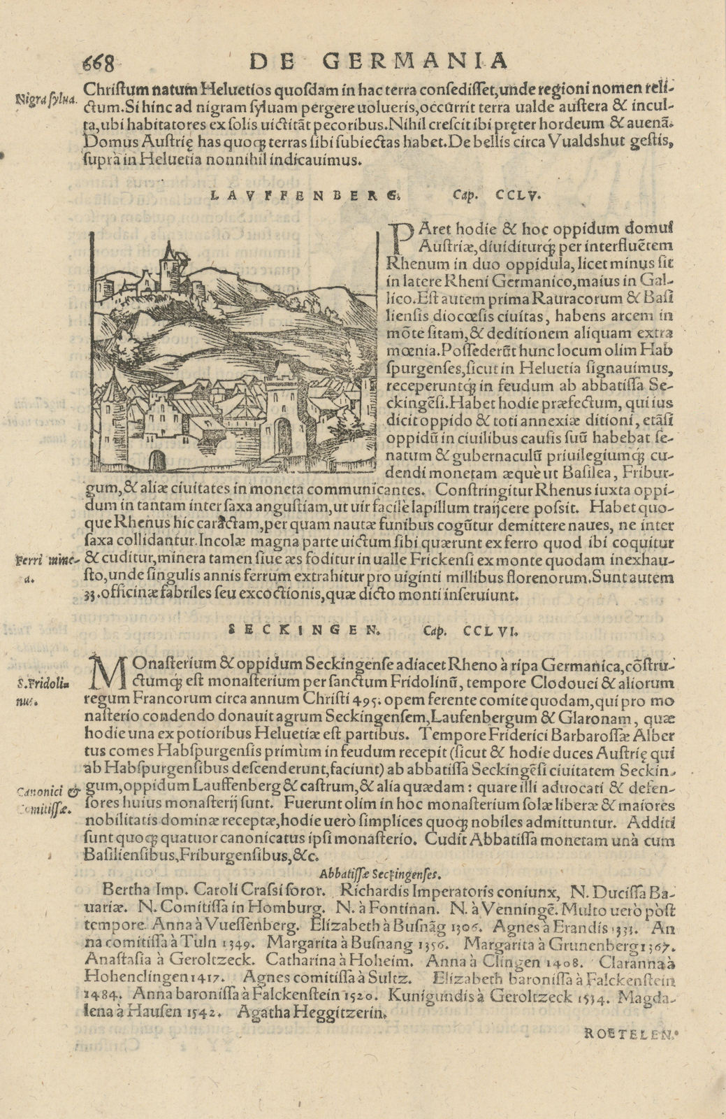 Associate Product Lauffenberg. Small view of Laufenburg, Baden-Württemberg. SEBASTIAN MÜNSTER 1572